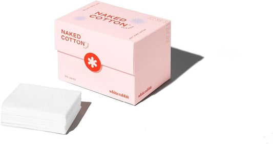 Naked Cotton Classic Pads - Premium 100% Unbleached Cotton for Toner, Makeup Removal & Masks | Lint-Free, Extra Soft (100 Count)