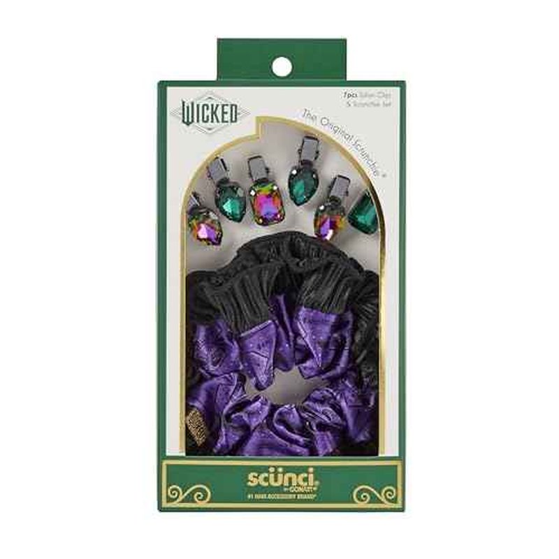 Wicked Elphaba Scrunchie & Hair Clip set - hair clips - hair accessories - hair accessories for girls - gifts for her - Scunci by Conair - 7PK