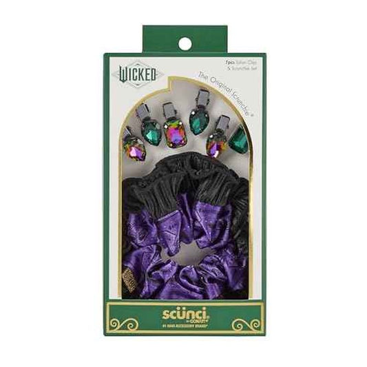 Wicked Elphaba Scrunchie & Hair Clip set - hair clips - hair accessories - hair accessories for girls - gifts for her - Scunci by Conair - 7PK