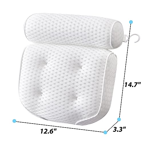AEROiVi Luxury Bath Pillows for Tub£¬Bath Pillow Bathtub Pillows for Head and Neck Support Bath Cushion Made from Soft Spacer Mesh Material with Suction Cups