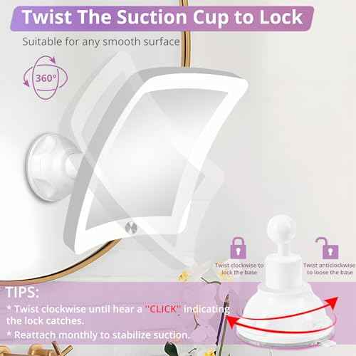 Fabuday 30X Lighted Magnifying Mirror with Lights - Makeup Mirrors with Suction Cups and Magnification for Bathrooom, Dual Power Supply, Adjustable Lighting, Light Up Magnified Mirror Square