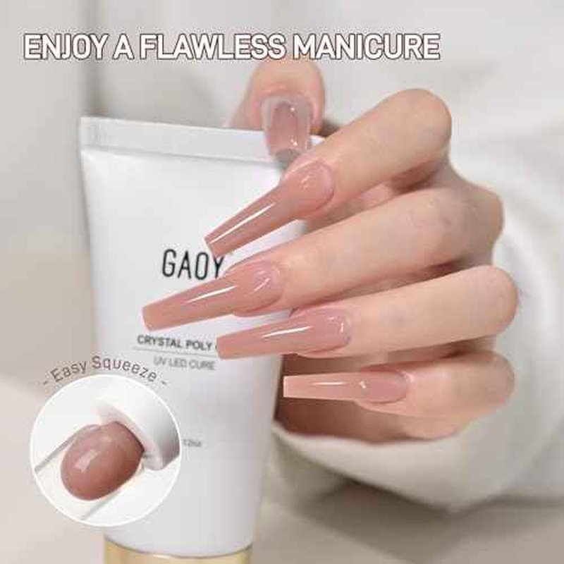 GAOY Crystal Poly Gel, 60g Nail Extension Enhancement Builder Gel, for Beginner & Professional Nail Art Salon DIY at Home, Nude 03