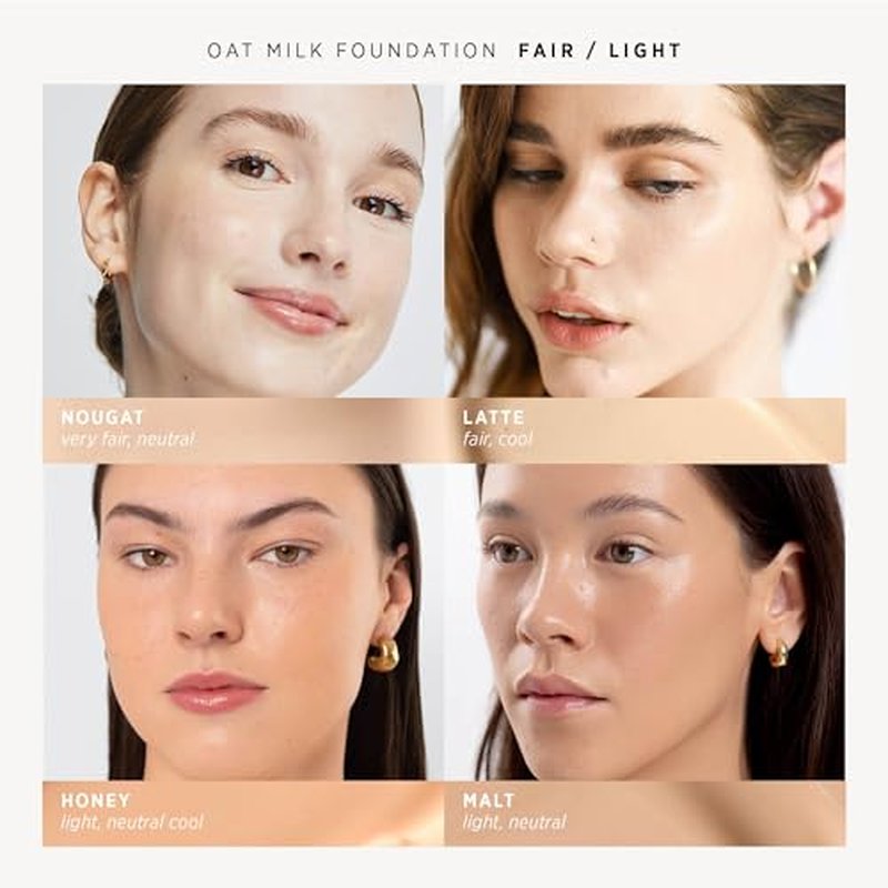 Ere Perez - Natural Oat Milk Liquid Foundation | Breathable, Buildable, Med-Full Coverage | Peach Extract, Vitamin E | Vegan, Cruelty-Free, Clean Beauty (Malt | light neutral, 1fl oz | 30mL)