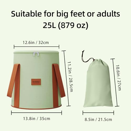25L Collapsible Bucket Foot Bath Basin£¬ Multifunctional Portable Foot Bath Tub Bag with Handles,Travel Outdoor Camping Portable Foot Soaking Spa Bucket (Green)