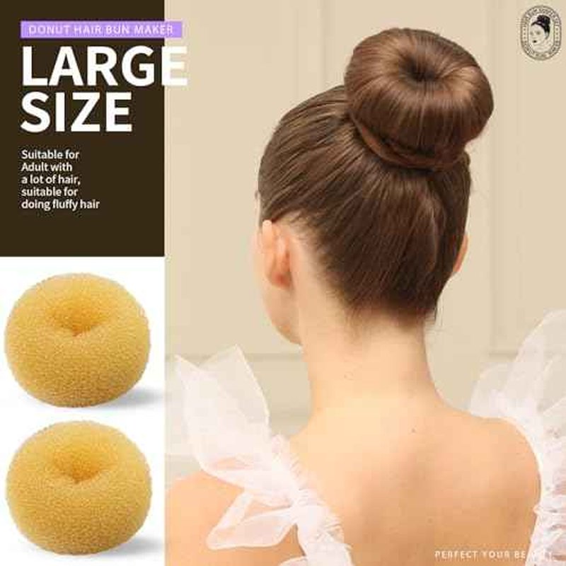 Teenitor Hair Bun Maker Set, 7 Pieces Bun Donuts for Hair(1 Extra-Large, 2 Large, 2 Medium, 2 Small), 5 Elastic Bands, 20 Hair Pins, Gold