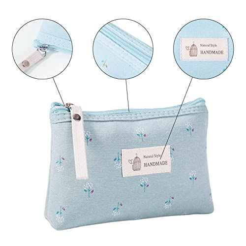 Qikuver Canvas Cosmetic Bags, 2 Pieces Cosmetic Bags for Women, Makeup bag Cute Cosmetic Bag Organizer Small Mini Makeup Pouch for Purse Toiletry Bag