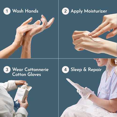 1 Pair Cottonnerie Cotton Gloves for Dry Hands Sleeping, Moisturizing Gloves Overnight, Hand Moisturizer Gloves, Moisture Gloves for Dry Hands Overnight, Sleeping Gloves, Eczema Gloves, Medium