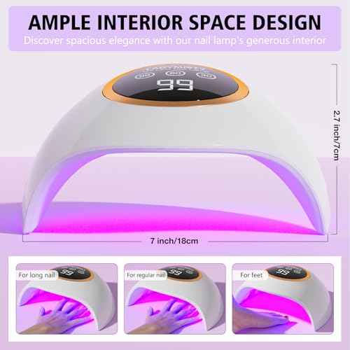 72W UV LED Nail Lamp Light Dryer for Nails Gel Polish with 18 Beads 3 Timer Setting & LCD Touch Display Screen, Auto Sensor, Professional Nails, White