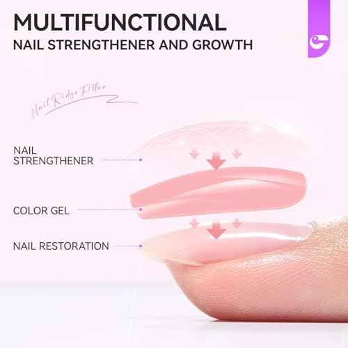 Nail Strengthener Protein for Damaged Nails: Pink 15ml 6 in 1 Natural Nail Hardener Extra Strong and Growth - Long Lasting Repair for Damaged Nails - Growth Oil for Salon Home Daily Work