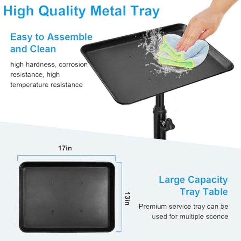 Salon Rolling Tray, Styling Tray Cart with 3pcs Hair Rack, Tattoo Tray Trolley Height Adjustable, Service Storage Tray Trolley for Beauty Salon Clinic Spa