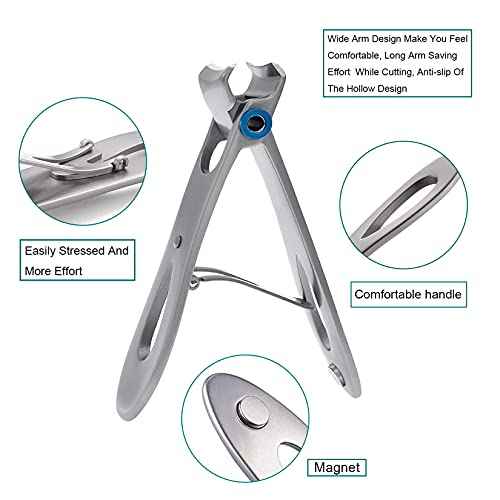 Large and Small Nail Clippers Set, Toenail Clippers for Thick Toenails, Wide Jaw Opening Heavy Duty Stainless Steel Toe Nail Clippers for Seniors, Men & Women