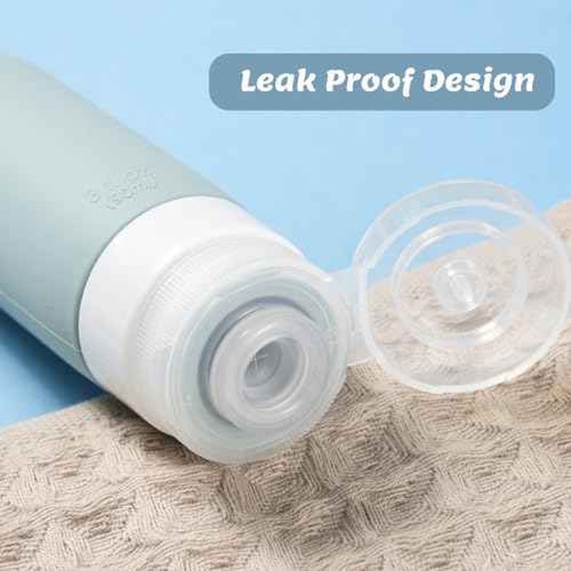 Silicone Travel Bottles for Toiletries with Labels, 3oz TSA Approved Squeezable Travel Size Containers, Leak Proof Travel Shampoo and Conditioner Bottles with Toiletry Bag (4 Pack, Dark Color)