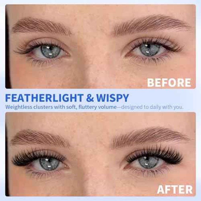 Kiromiro Lash Clusters 10-16mm Cluster Eyelash Extensions Wispy DIY Cluster Lashes Extension 144pcs Individual Lashes Nautral Eyelash Clusters C Curly Lashes Clusters