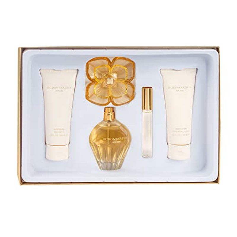 BCBGMAXAZRIA Bon Chic 4-Piece Fragrance Giftset for Women - (3.4oz/100ml EDP Perfume + Body Lotion + Shower Gel + 10ml EDP Rollerball)