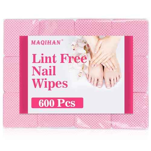 MAQIHAN 600 Lint Free Nail Wipes - Pink Nail Polish Remover Wipes Lint Free Nail Wipes Pads for Gel Nails No Lint Nail Glue Wipes Eyelash Extensions Toallitas Para U?as Sin Pelusa Nail Supplies