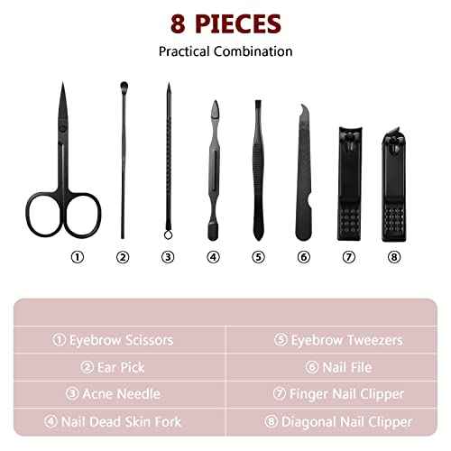 Geosar 12 Sets Manicure Set Nail Clippers Pedicure Kit 8 in 1 Grooming Stainless Steel Kits Nail Care Tools with Travel Case Xmas Gifts Christmas Stocking Stuffers for Men Women(Red Background)