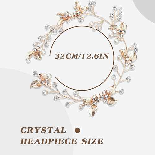 Crystal Wedding Hair Comb Rhinestone Pearl Bride Hair Combs Gold Side Hair Combs Leaf Pearl Headpiece Bridal Hair Accessories for Women