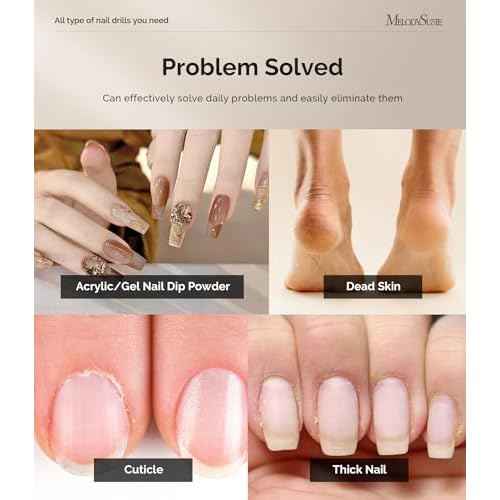 MelodySusie Cordless Nail Drill, PC180G 25,000RPM Rechargeable Electric Nail File with Nail Drill Bits,Sanding Bands