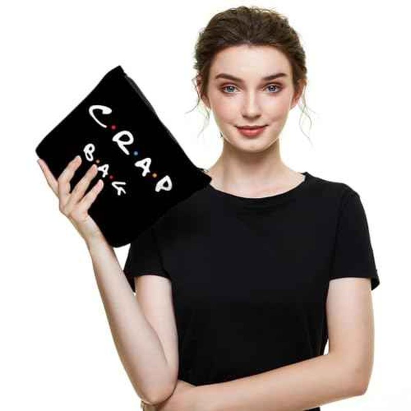 Funny gift Friend makeup bag, Best friend Cosmetic Bag, Friends Theme Natural Reusable Eco-Friendly Makeup Bag Gifts, for Women Men Best Friends Birthday Christmas Gift. Black