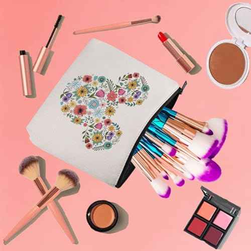 KUIYAI Flower And Garden Festival Makeup Bag Epcot Festival Toiletry Bag Floral Mouse Head Gift Kingdom Family Trip Gift (MouseFlowerMup)