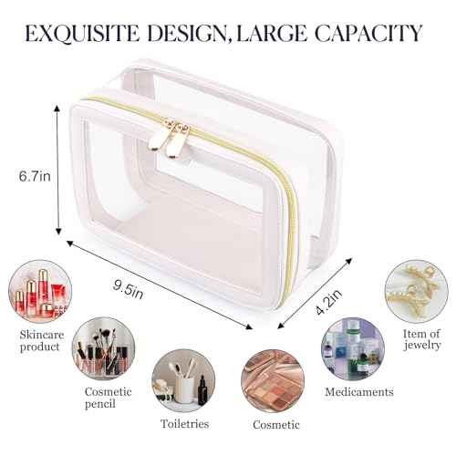 Clear Makeup Bag Cosmetic Travel Bag With Double Sided Zipper Waterproof Toiletry Bag for Women Business or Personal Travel Essentials