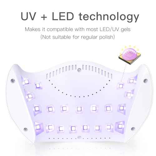 Gel UV LED Nail Polish Lamp, LKE Nail Dryer 40W LED Light with 3 Timers Professional for Nail Art Tools Accessories White
