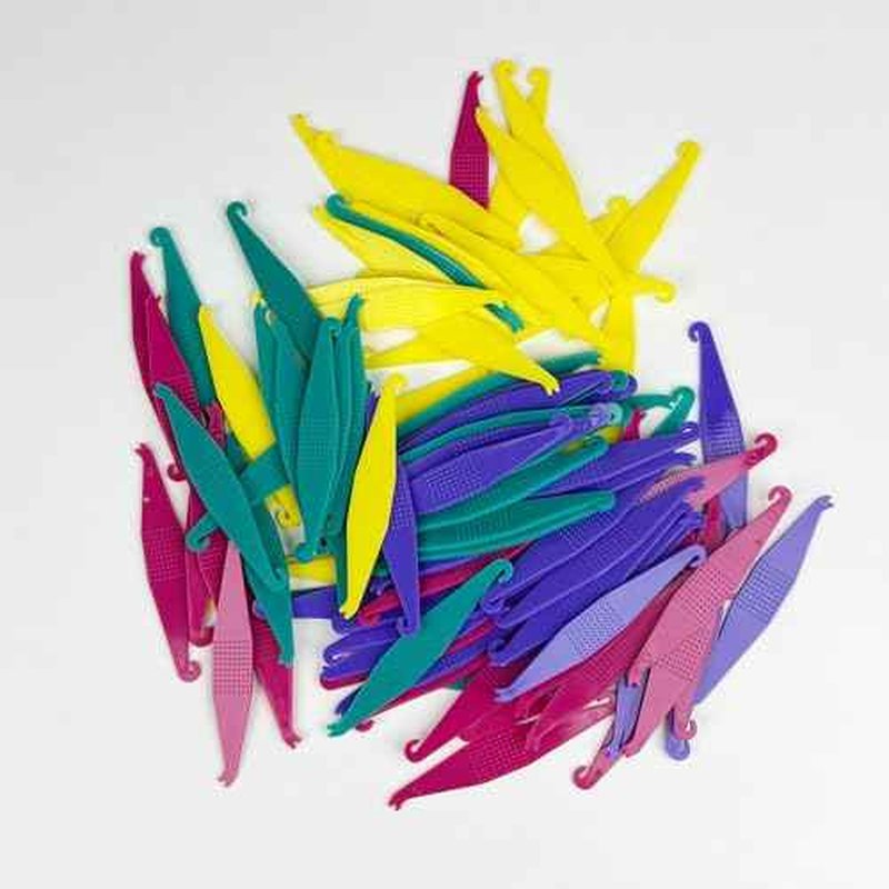 100PCS Elastic Rubber Bands Placers Tool for Braces,Colorful Disposable Plastic Orthodontic Elastic Placers Braces Rubber Band Tool