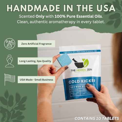 Cold Kicker Shower Steamers Aromatherapy for Sinus Relief - Adult Stocking Stuffer Christmas Gift - USA Made - Peppermint & Eucalyptus Shower Bomb Tablets - Soothing Natural Essential Oils (10 Pack)