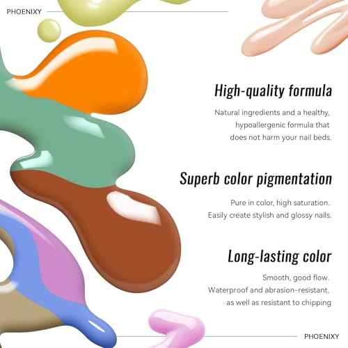 phoenixy 62 PCS Gel Nail Polish Set 54 Colors Fall Gel Nail Polish Kit with Base Coat Glossy Matte Glitter Top Coat Gifts for Women Girls