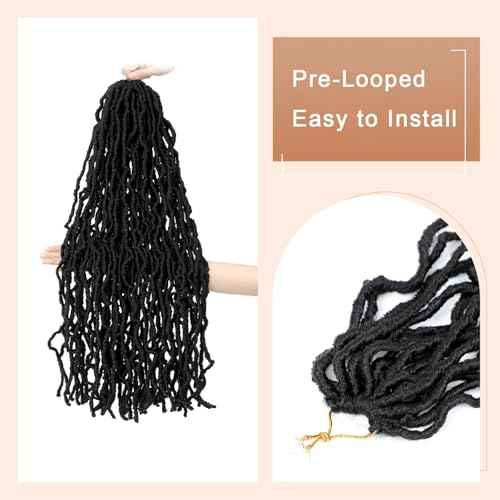 Soft Locs 24 Inch 6 Packs 108 stands Crochet Hair Faux Locs Pre-looped Super Lightweight Goddess Locs Synthetic Crochet Hair Braids For Black Women (1B, 24Inch£¨Pack of 6£©)