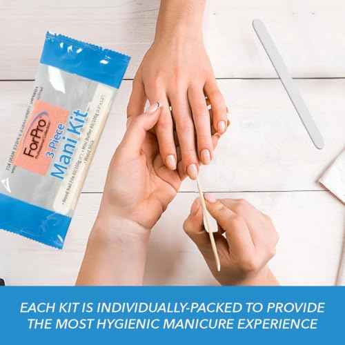 ForPro 3-Piece Mani Kit, 100-Count, Individually-Packed Manicure Set, White Wood Nail File 80/100 Grit, Orange Mini Buffer 80/100 Grit, Wood Stick