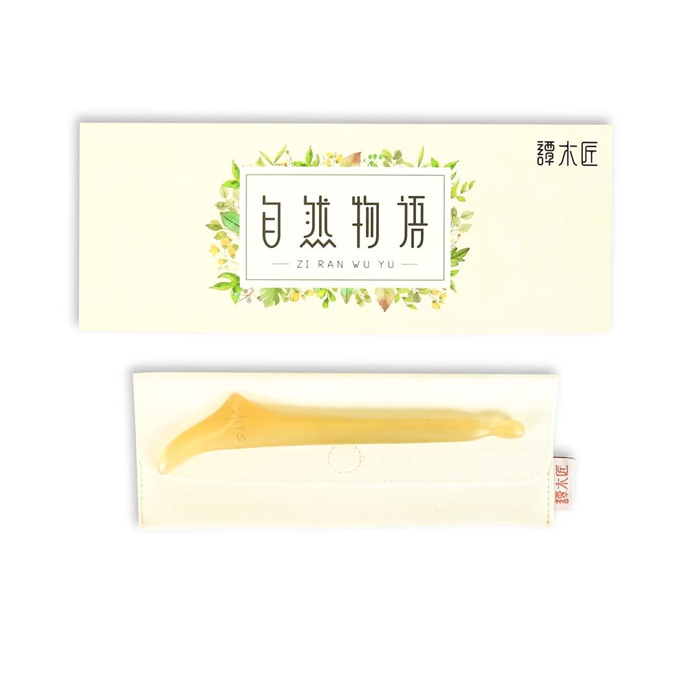 Tan Mujiang Guasha Board Natural Sheep Horn with Unique Handicraft Scraping Therapy Spa Massage Tool Kalla