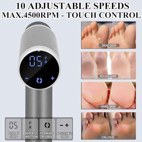 Upgraded Electric Callus Remover for Feet 4500rpm, Adjustable Speed Electric Foot Callus Remover Foot Sander Grinder Pedicure File for Women Men Dead Skin Cracked Heels (Gray)