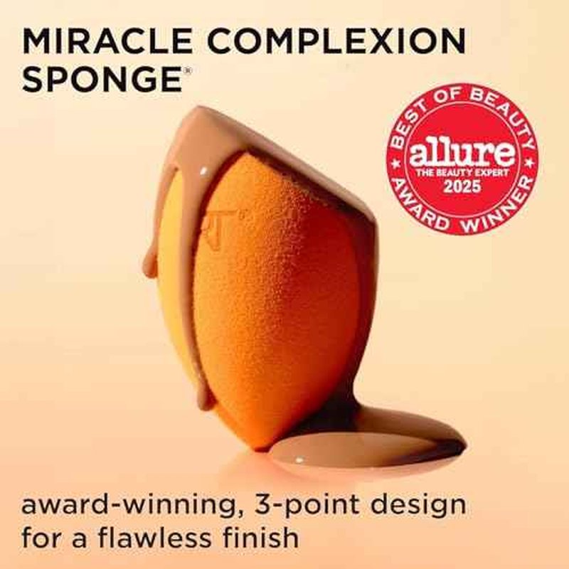 Real Techniques Mini Travel Duo, Makeup Brush Set For Traveling, Mini Foundation Brush & Makeup Blender Sponge For Blending On-The-Go, Achieve A Complete Base, Latex & Cruelty-Free, 2 Piece Set