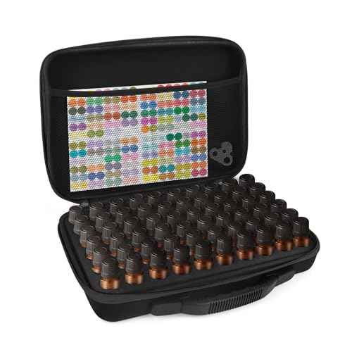 Essential Oil Storage Organizer,60 Bottle EVA Essential Oil Case Essential Oils Box,Essential Oil Storage Carrying Case Holds 5ml- 15ml For Doterra & Young Living,Come with Labels & Bottle (Black)