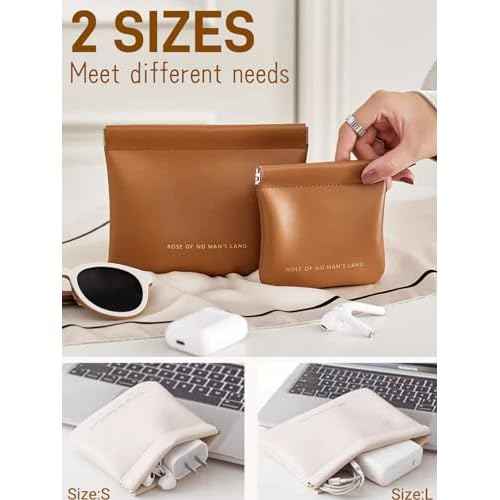 Cosmetic Bags for Women Small Makeup Bag for Purse Pu Leather Makeup Pouch Travel Makeup Bag with Zipper Make Up Bag for Travelling (Brown)