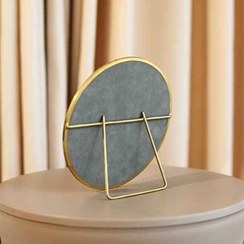 LONGSHENG - SINCE 2001 - Gold Vanity Makeup Mirror Table Desk Countertop Mirror Bathroom Shaving Make Up Mirror Home Decor-Round