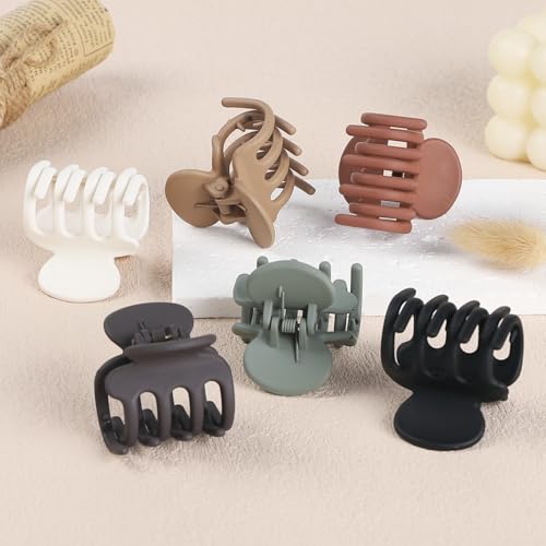 6 Pcs Hair Clips Small Claw Clips for Thin Hair Medium Matte Non-slip Hair Accessories for Women and Girls (Brown)