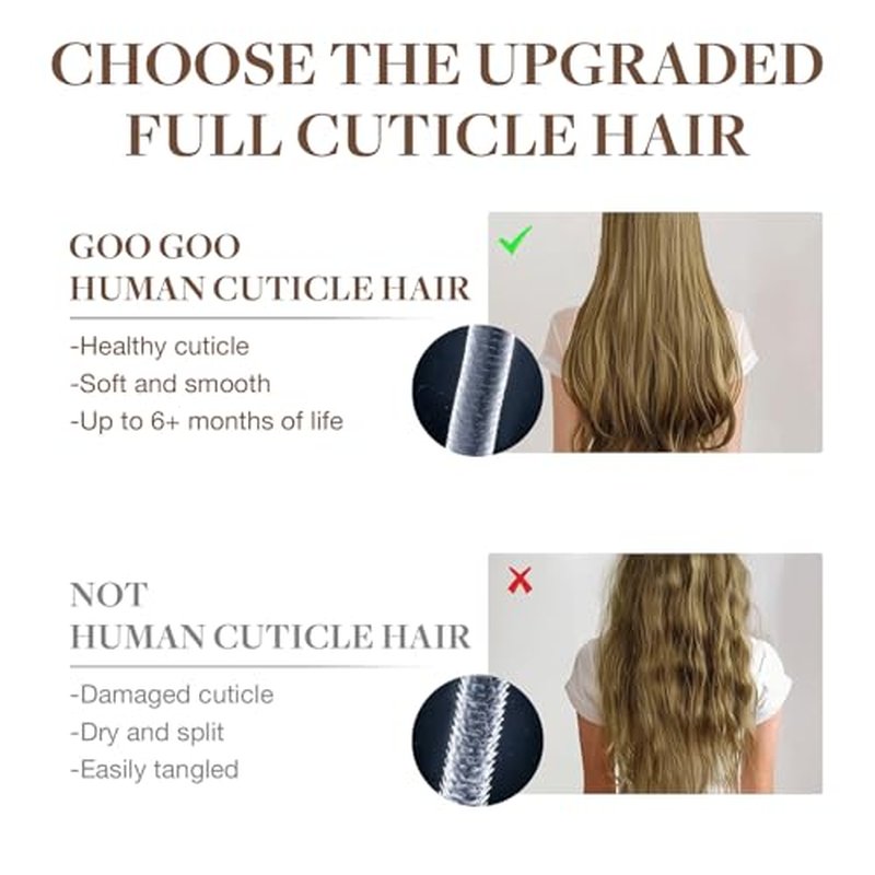 GOO GOO Invisi Edge Clip in Hair Extensions Set, 12inch 85g, 4pcs Injected Seamless PU Clip ins and 3pcs Classical PU Clip insip ins, Virgin Real Human Hair, #1B