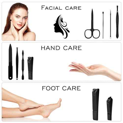 Stocking Stuffers for Men Teen Boys - Manicure Set Christmas Gifts for Men Dad Boyfriend Teens Him Professional Stainless Steel Nail Clipper Kit Personal Care Tools Accessories w/Leather Travel Case