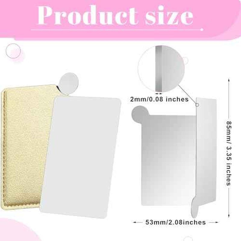 Jetec 10 Pieces Pocket Compact Mirrors Mini Mirror for Purse Wallet Small Handheld Stainless Steel Unbreakable with PU Leather Case for Men Women Travel Camp Signal Makeup(Gold)