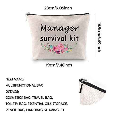 WCGXKO Manager Survival Kit Zipper Pouch Makeup Bag for Leader Manager Coworker (Manager Survival)