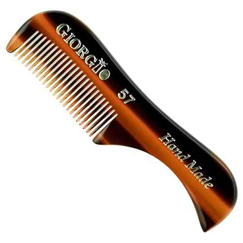 Giorgio G57 Extra Small 2.75 Inch Men's Fine Toothed Beard and Mustache Comb for Facial Hair Grooming and Styling. Wallet Pocket Comb Handmade of Quality Durable Cellulose, Saw-Cut and Hand Polished