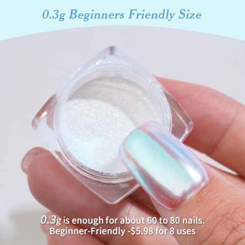 Pretty Diva Moonlight Chrome Nail Powder, Unicorn Mermaid Chrome Powder for Nails, Aurora Nail Powder Iridescent Nail Chrome Powder, Nail Art Glitter Decoration for Home DIY Salon Manicure Pigment