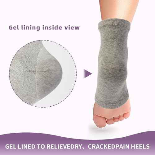 2 Pairs Silicone Socks for Dry Cracked Feet Women, Moisturizing Heel Socks, Gel Toeless Lotion Sock, Moisture Silicon Foot Sock for Cracked Heels Overnight by Untrytb
