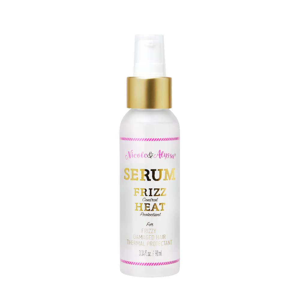 Nicole & Alyssa Hair Serum for Frizzy, Dry, Damaged Hair – Anti-Frizz Treatment, Heat Protectant, Hair Straightening & Smoothing Oil for Intense Shine, 3.04 fl oz