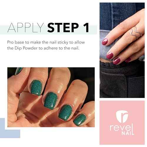 Revel Nail Dip Powder Pro Base Coat - Base Liquid for Dip Nails, Step 1 for Long-Lasting Dip Nail Color, Chip & Crack Resistant, No UV Lamp, DIY Manicure For Strong Healthy Nails, 0.5 oz