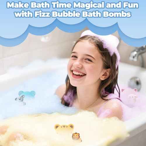 Bath Bombs for Kids with Surprise Toys Inside, 12 Pcs Bubble Bath Fizzy Balls with 12 Animal Shapes, Natural Bath Bombs Easter Christmas Children's Day Gift Set for Kids Girls Boys Toddlers