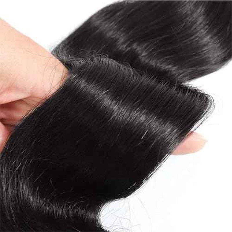 ???????????????? 4 Bundles with Closure Human Hair 10A 100% Unprocessed Brazilian Virgin Human Hair Body Wave Bundles with 4x4 Lace Closure (10 10 10 10+10 Inch)