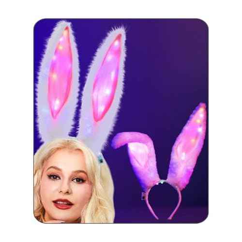 Uranian Light Up Bunny Ears Headband Rabbit Ears Hair Bands Led Bunny Headbands Cosplay Costume Hair Accessories for Women